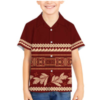Red Samoa Siapo Teuila Flowers Family Matching Mermaid Dress and Hawaiian Shirt LT14 Son's Shirt Red - Polynesian Pride