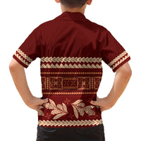 Red Samoa Siapo Teuila Flowers Family Matching Short Sleeve Bodycon Dress and Hawaiian Shirt LT14 - Polynesian Pride