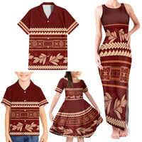 Red Samoa Siapo Teuila Flowers Family Matching Tank Maxi Dress and Hawaiian Shirt LT14 - Polynesian Pride
