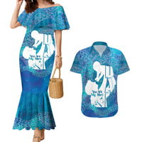 Turquoise Polynesia Father's Day Couples Matching Mermaid Dress and Hawaiian Shirt Dad You Are My Hero LT14 Turquoise - Polynesian Pride