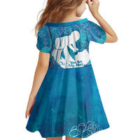 Turquoise Polynesia Father's Day Family Matching Off The Shoulder Long Sleeve Dress and Hawaiian Shirt Dad You Are My Hero LT14 - Polynesian Pride