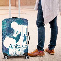 Turquoise Polynesia Father's Day Luggage Cover Dad You Are My Hero
