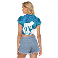 Turquoise Polynesia Father's Day Raglan Cropped T Shirt Dad You Are My Hero