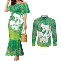 Green Polynesia Father's Day Couples Matching Mermaid Dress and Long Sleeve Button Shirt Dad You Are My Hero LT14 Green - Polynesian Pride