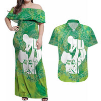 Green Polynesia Father's Day Couples Matching Off Shoulder Maxi Dress and Hawaiian Shirt Dad You Are My Hero LT14 Green - Polynesian Pride