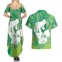 Green Polynesia Father's Day Couples Matching Summer Maxi Dress and Hawaiian Shirt Dad You Are My Hero LT14 - Polynesian Pride