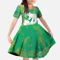 Green Polynesia Father's Day Family Matching Mermaid Dress and Hawaiian Shirt Dad You Are My Hero LT14 Daughter's Dress Green - Polynesian Pride