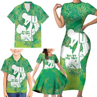 Green Polynesia Father's Day Family Matching Short Sleeve Bodycon Dress and Hawaiian Shirt Dad You Are My Hero LT14 - Polynesian Pride