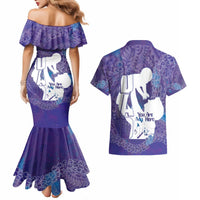 Purple Polynesia Father's Day Couples Matching Mermaid Dress and Hawaiian Shirt Dad You Are My Hero LT14 - Polynesian Pride