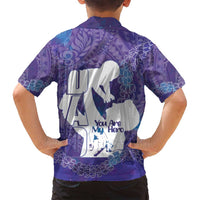 Purple Polynesia Father's Day Family Matching Off Shoulder Maxi Dress and Hawaiian Shirt Dad You Are My Hero LT14 - Polynesian Pride