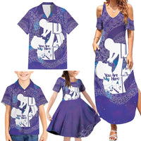 Purple Polynesia Father's Day Family Matching Summer Maxi Dress and Hawaiian Shirt Dad You Are My Hero LT14 - Polynesian Pride