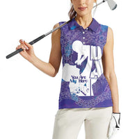 Purple Polynesia Father's Day Women Sleeveless Polo Shirt Dad You Are My Hero LT14 - Polynesian Pride