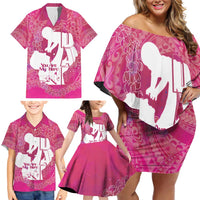 Pink Polynesia Father's Day Family Matching Off Shoulder Short Dress and Hawaiian Shirt Dad You Are My Hero LT14 - Polynesian Pride