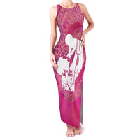 Pink Polynesia Father's Day Family Matching Tank Maxi Dress and Hawaiian Shirt Dad You Are My Hero LT14 Mom's Dress Pink - Polynesian Pride