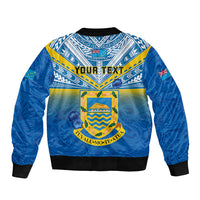 Personalised Tuvalu Independence Day Sleeve Zip Bomber Jacket Tuvaluan Proud 45th Anniversary Polynesian Pattern LT14 - Polynesian Pride