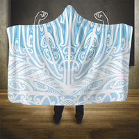 Blue New Zealand Puhoro Maori Tattoo Hooded Blanket