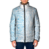 Blue New Zealand Puhoro Maori Tattoo Padded Jacket