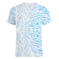 Blue New Zealand Puhoro Maori Tattoo Women V-Neck T-Shirt