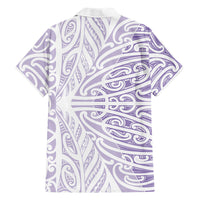 Purple New Zealand Puhoro Maori Tattoo Family Matching Short Sleeve Bodycon Dress and Hawaiian Shirt