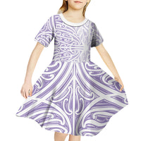 Purple New Zealand Puhoro Maori Tattoo Kid Short Sleeve Dress