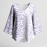 Purple New Zealand Puhoro Maori Tattoo Kimono Sleeve Blouse