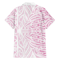 Pink New Zealand Puhoro Maori Tattoo Family Matching Off Shoulder Maxi Dress and Hawaiian Shirt
