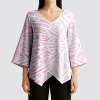 Pink New Zealand Puhoro Maori Tattoo Kimono Sleeve Blouse