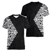 Black New Zealand Puhoro Maori Tattoo Women V-Neck T-Shirt
