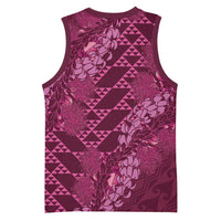 Pink Aloha Hawaii Basketball Jersey Hawaiian Kakau Ohia Lehua Lei LT14 - Polynesian Pride