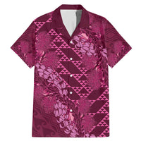 Pink Aloha Hawaii Family Matching Mermaid Dress and Hawaiian Shirt Hawaiian Kakau Ohia Lehua Lei LT14 Dad's Shirt - Short Sleeve Pink - Polynesian Pride