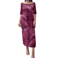 Pink Aloha Hawaii Family Matching Puletasi and Hawaiian Shirt Hawaiian Kakau Ohia Lehua Lei LT14 Mom's Dress Pink - Polynesian Pride