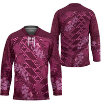 Pink Aloha Hawaii Hockey Jersey Hawaiian Kakau Ohia Lehua Lei LT14 - Polynesian Pride