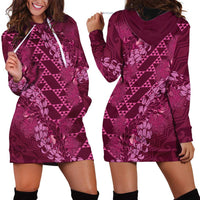 Pink Aloha Hawaii Hoodie Dress Hawaiian Kakau Ohia Lehua Lei LT14 - Polynesian Pride