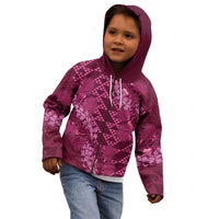 Pink Aloha Hawaii Kid Hoodie Hawaiian Kakau Ohia Lehua Lei LT14 - Polynesian Pride