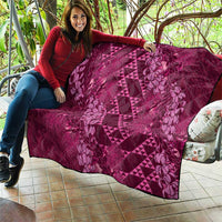 Pink Aloha Hawaii Quilt Hawaiian Kakau Ohia Lehua Lei - Polynesian Pride