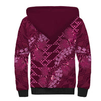 Pink Aloha Hawaii Sherpa Hoodie Hawaiian Kakau Ohia Lehua Lei LT14 - Polynesian Pride