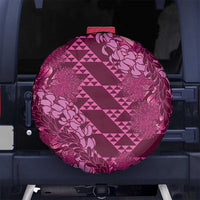 Pink Aloha Hawaii Spare Tire Cover Hawaiian Kakau Ohia Lehua Lei LT14 No hole Pink - Polynesian Pride