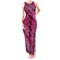 Pink Aloha Hawaii Tank Maxi Dress Hawaiian Kakau Ohia Lehua Lei LT14 Women Pink - Polynesian Pride