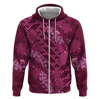 Pink Aloha Hawaii Zip Hoodie Hawaiian Kakau Ohia Lehua Lei LT14 Zip Hoodie Pink - Polynesian Pride