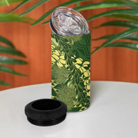 Green Aloha Hawaii 4 in 1 Can Cooler Tumbler Hawaiian Kakau Ohia Lehua Lei LT14 - Polynesian Pride