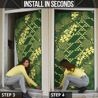 Green Aloha Hawaii Door Cover Hawaiian Kakau Ohia Lehua Lei LT14 - Polynesian Pride