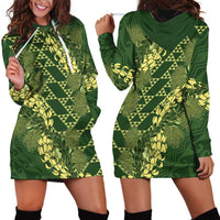 Green Aloha Hawaii Hoodie Dress Hawaiian Kakau Ohia Lehua Lei LT14 - Polynesian Pride