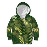 Green Aloha Hawaii Kid Hoodie Hawaiian Kakau Ohia Lehua Lei LT14 Hoodie Green - Polynesian Pride