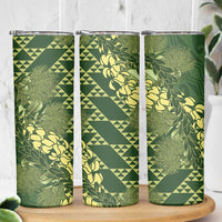 Green Aloha Hawaii Skinny Tumbler Hawaiian Kakau Ohia Lehua Lei LT14 - Polynesian Pride