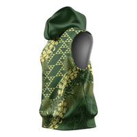 Green Aloha Hawaii Sleeveless Hoodie Hawaiian Kakau Ohia Lehua Lei LT14 - Polynesian Pride