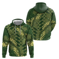 Green Aloha Hawaii Zip Hoodie Hawaiian Kakau Ohia Lehua Lei LT14 - Polynesian Pride