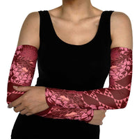 Maroon Aloha Hawaii Arm Sleeves Hawaiian Kakau Ohia Lehua Lei - Polynesian Pride