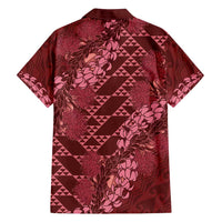 Maroon Aloha Hawaii Family Matching Tank Maxi Dress and Hawaiian Shirt Hawaiian Kakau Ohia Lehua Lei LT14 - Polynesian Pride