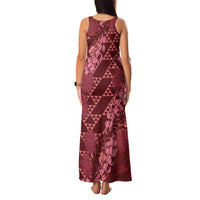 Maroon Aloha Hawaii Family Matching Tank Maxi Dress and Hawaiian Shirt Hawaiian Kakau Ohia Lehua Lei LT14 - Polynesian Pride