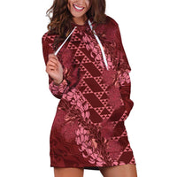 Maroon Aloha Hawaii Hoodie Dress Hawaiian Kakau Ohia Lehua Lei LT14 Maroon - Polynesian Pride